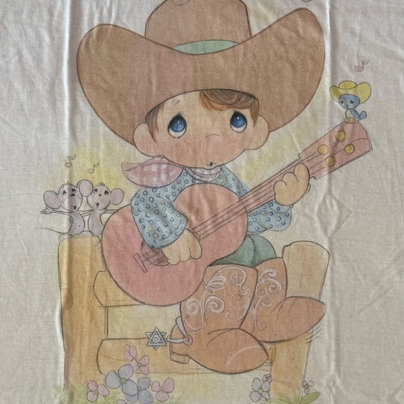 Precious Moments White Tee with Cowboy Design Size M - Picture 2 of 6